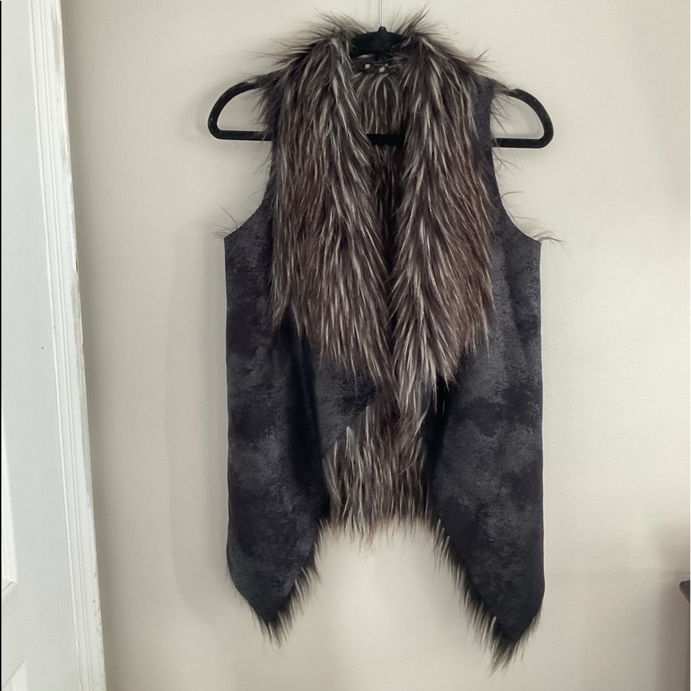 Faux Fur/Leather/Suede Reversible Vest (S/M)
